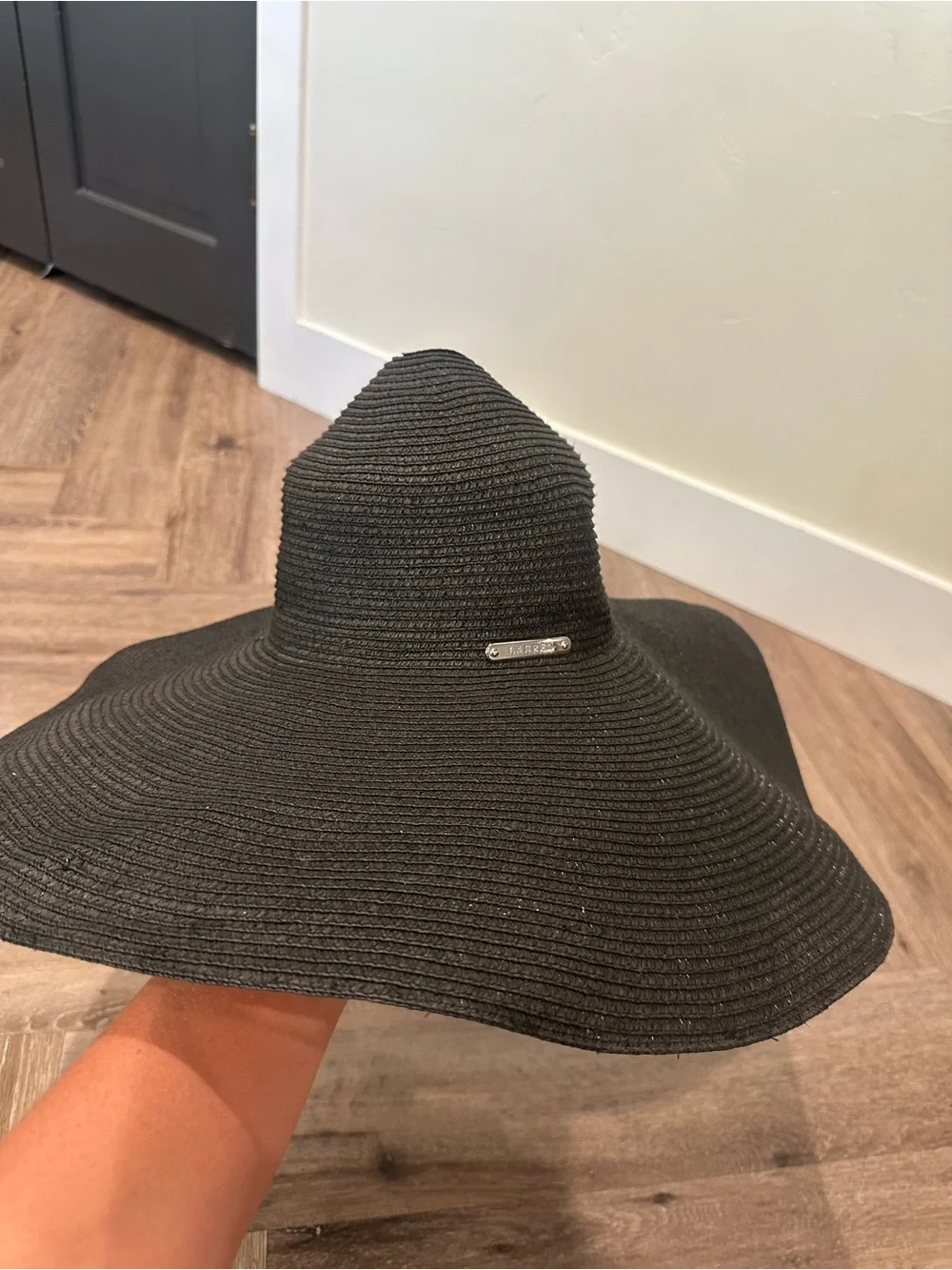 Lauren Ralph Lauren Black Wide-Brim Straw Sun Hat